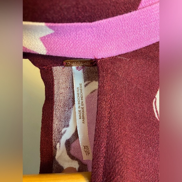 Free People Womens Top Say You Love Me Floral Print Keyhole Blouse Plum XS - Picture 5 of 5